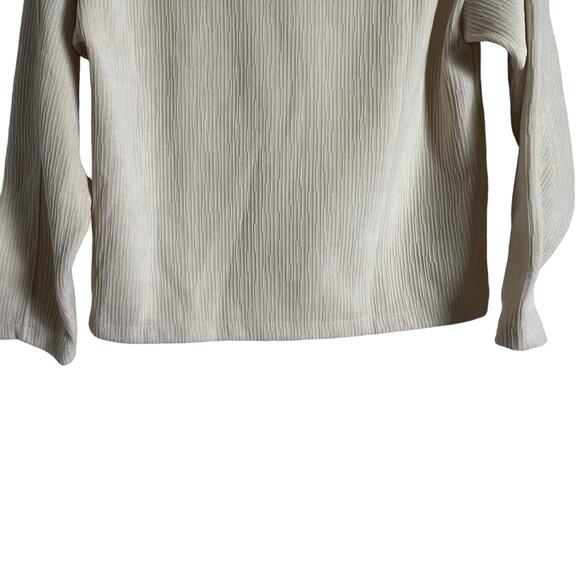 Madewell Jacquard Stripe Funnel Neck Top in Antique Cream Size XXS - Picture 10 of 14
